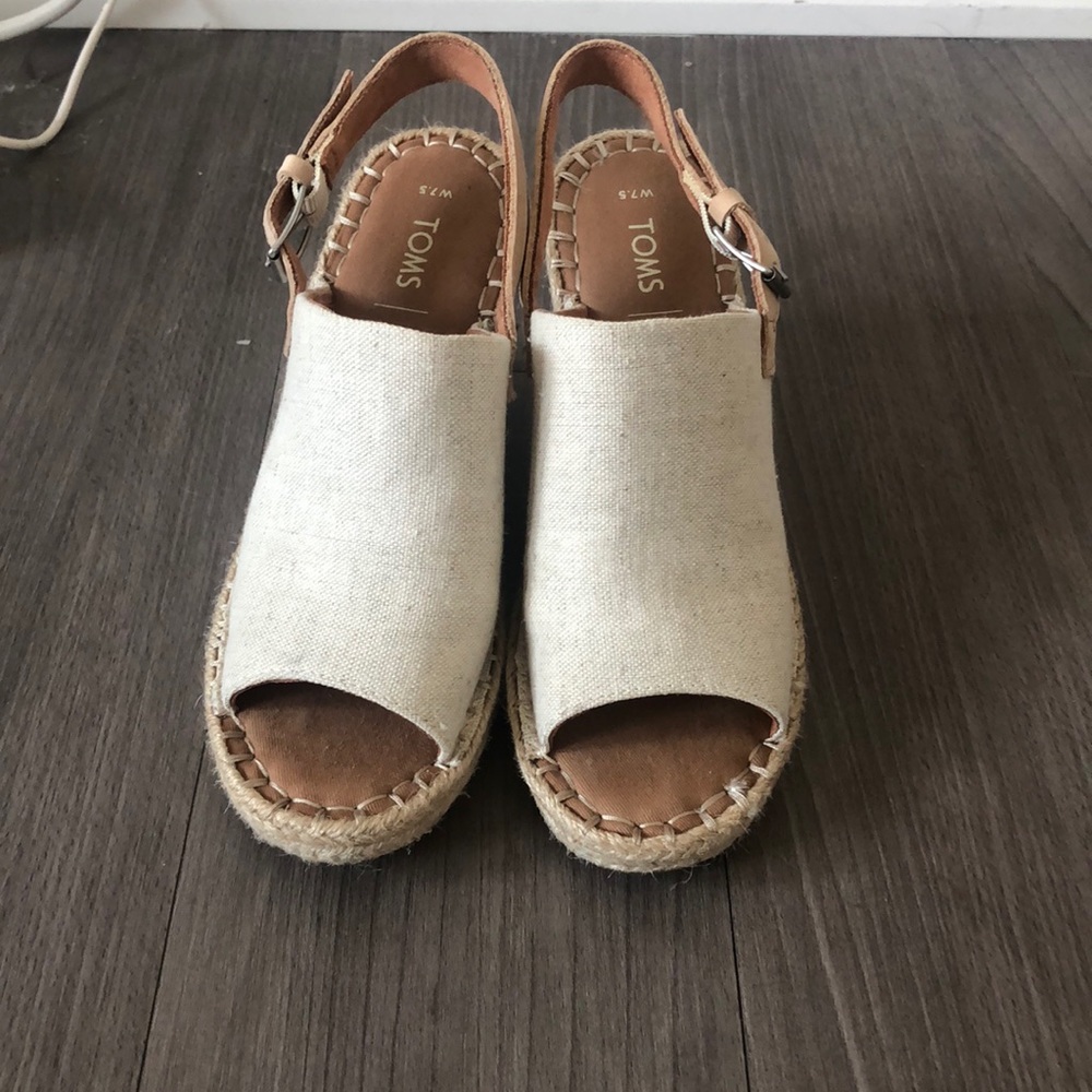 Toms Natural Oxford wedges beige / taupe: size 7.5